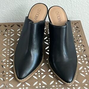 ABOUND Maya Block Heel Mules Women's Pointed Black FAUX-LEATHER Size 5 M